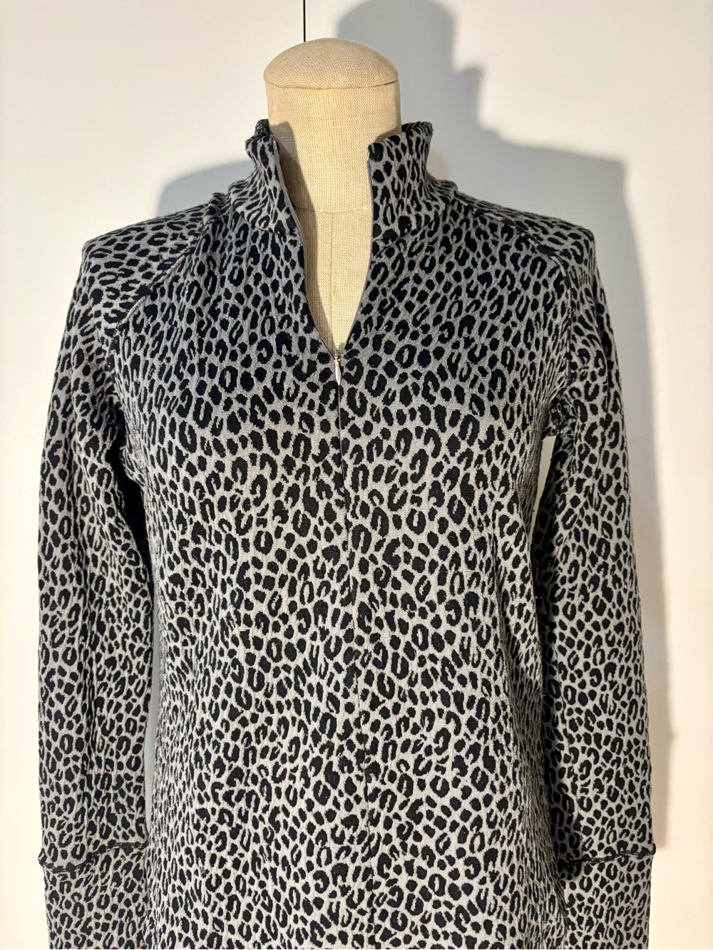 Lucy Black & Gray Leopard Print Cowl Neck Sweater